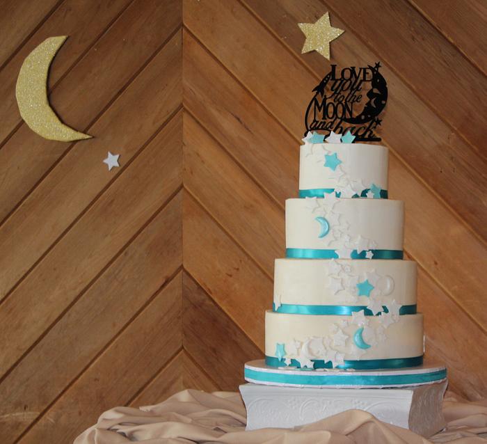 Love You To The Moon Wedding Cake