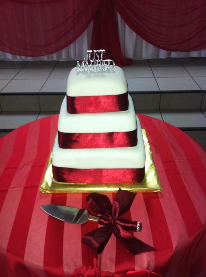 White and Red Wedding Cake