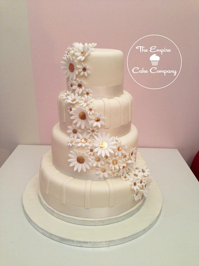 Cascading Daisies Wedding Cake 