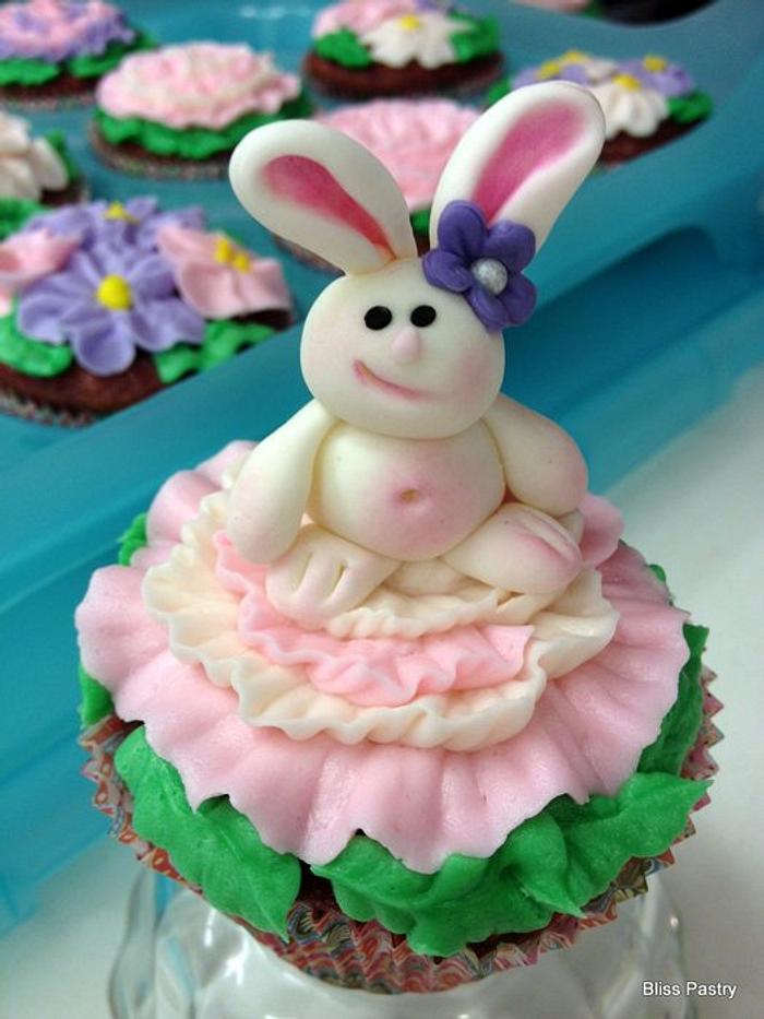 Easter Bunny Flower Cupcakes