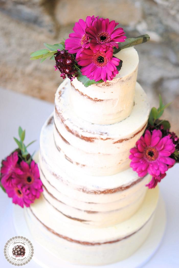 Gerbera Naked Wedding Cake by Mericakes