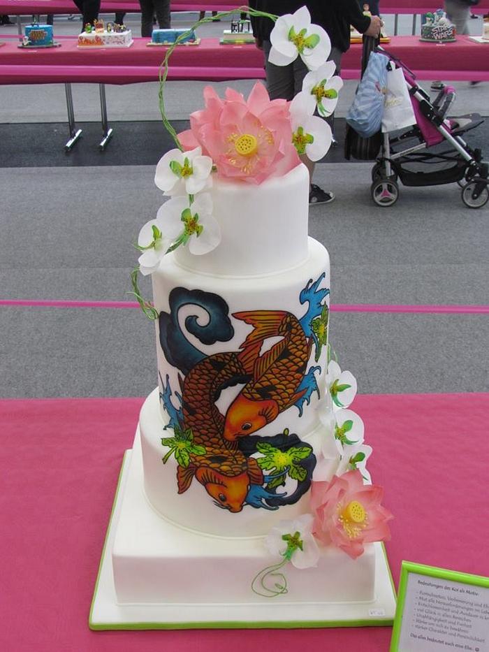 koi fish wedding cake