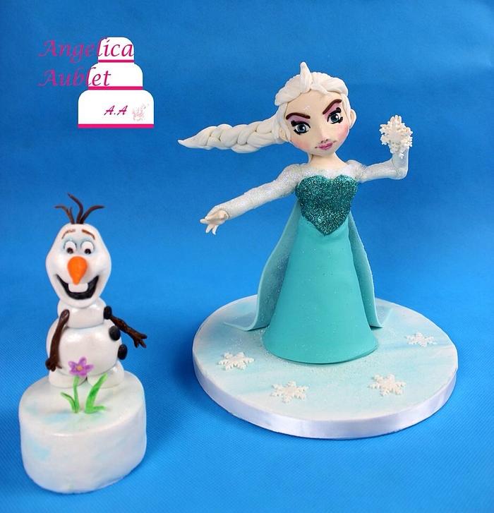 Elsa and olaf frozen cake topper
