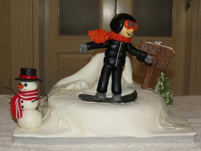 snowboarder cake