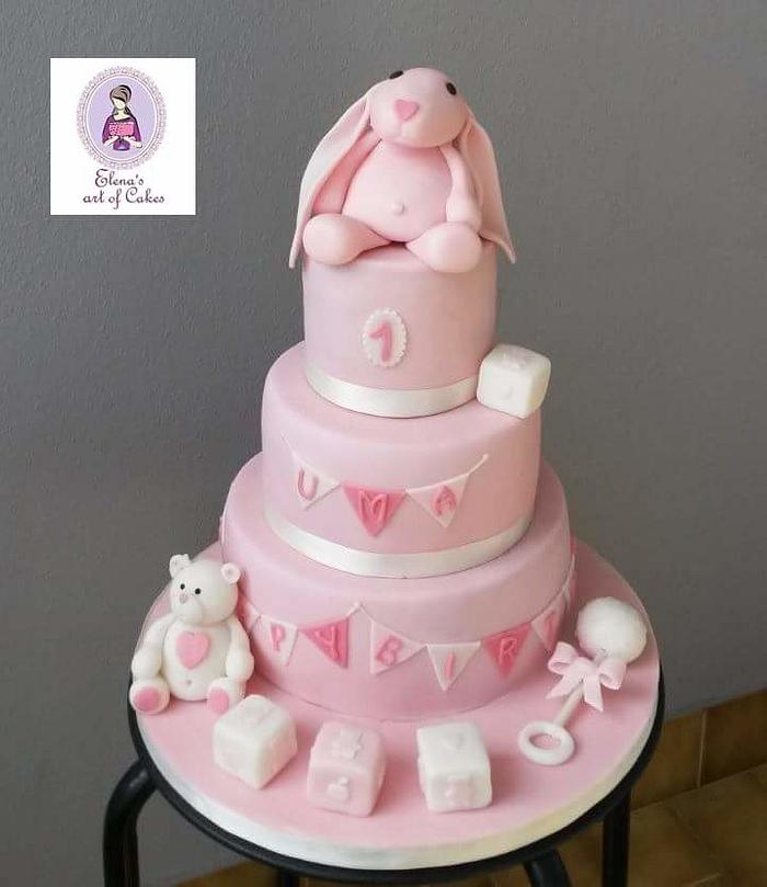 Baby girl bunny cake