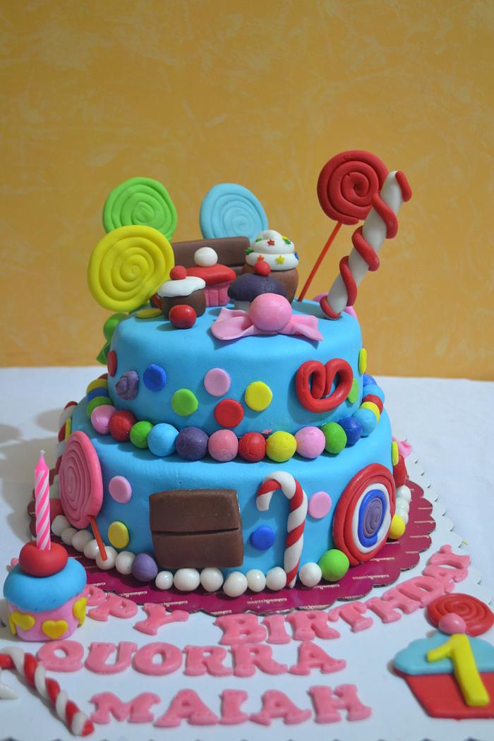 "CANDY THEMED CAKE "