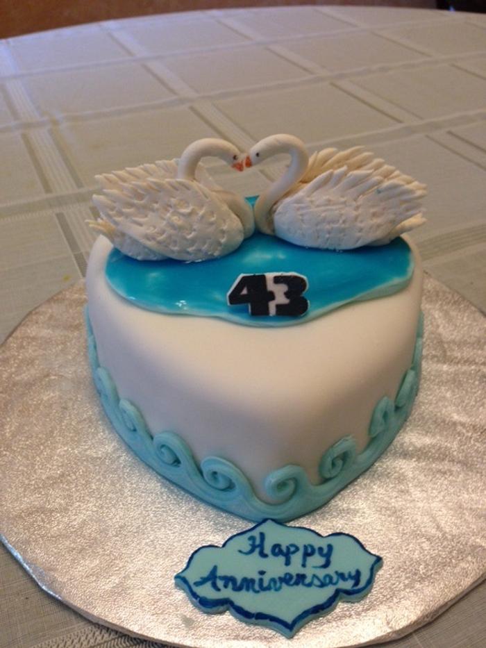 Two Love Birds Anniversary Cake