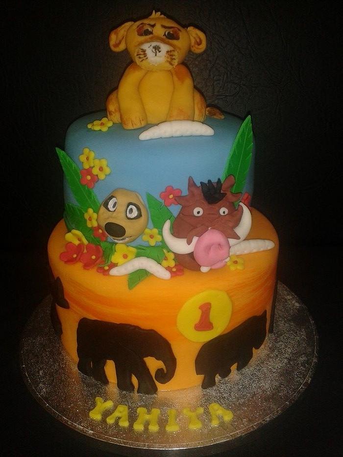 Lion king 2 tier birthday cake