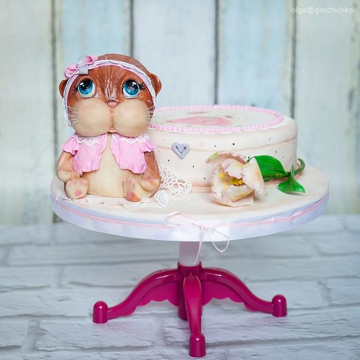 Cake for a daughter with a kitten