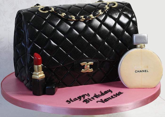 Chanel Purse with Parfume and Lipstick