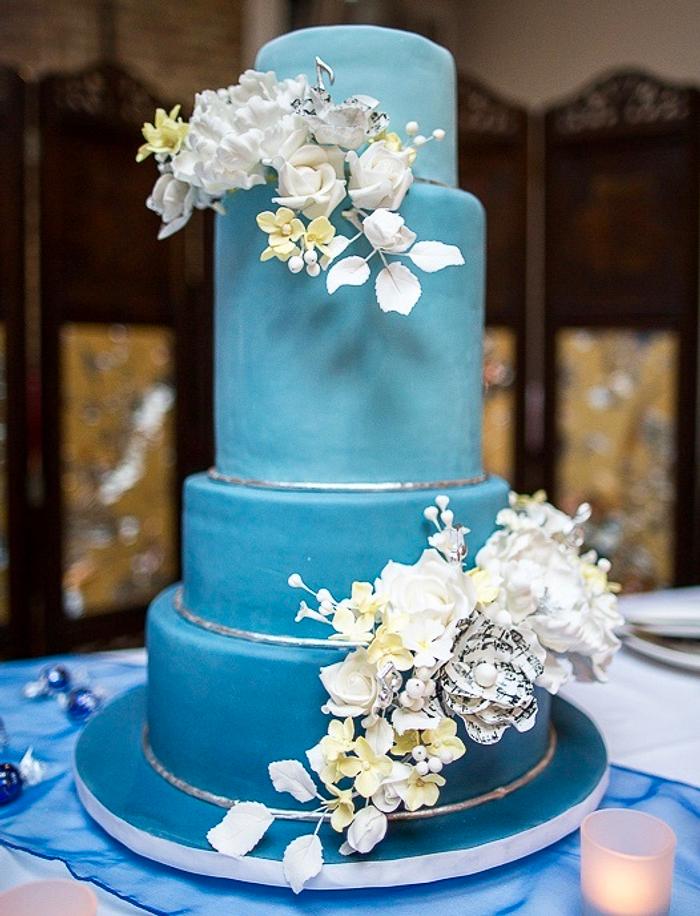 Ombre Blue Wedding Cake