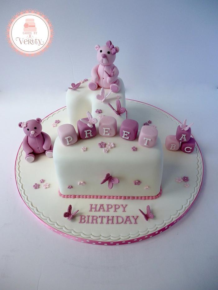 Pretty in Pink 1st birthday cake