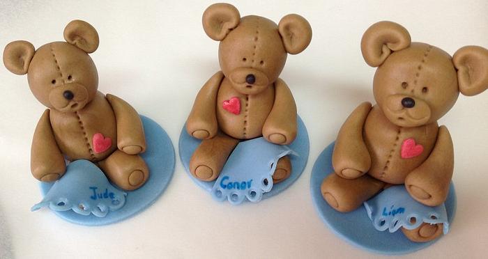 3D Gumpaste Teddy Bears Cupcake Toppers