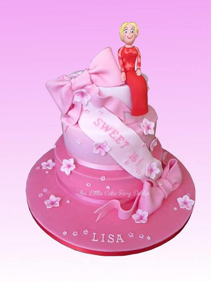 Pretty pink Sweet 16th cake