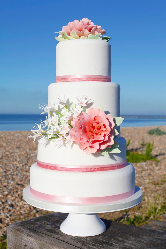 Stargazer wedding cake - beach wedding photos