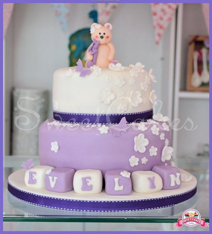 2 Tier Lilac Birthday Cake