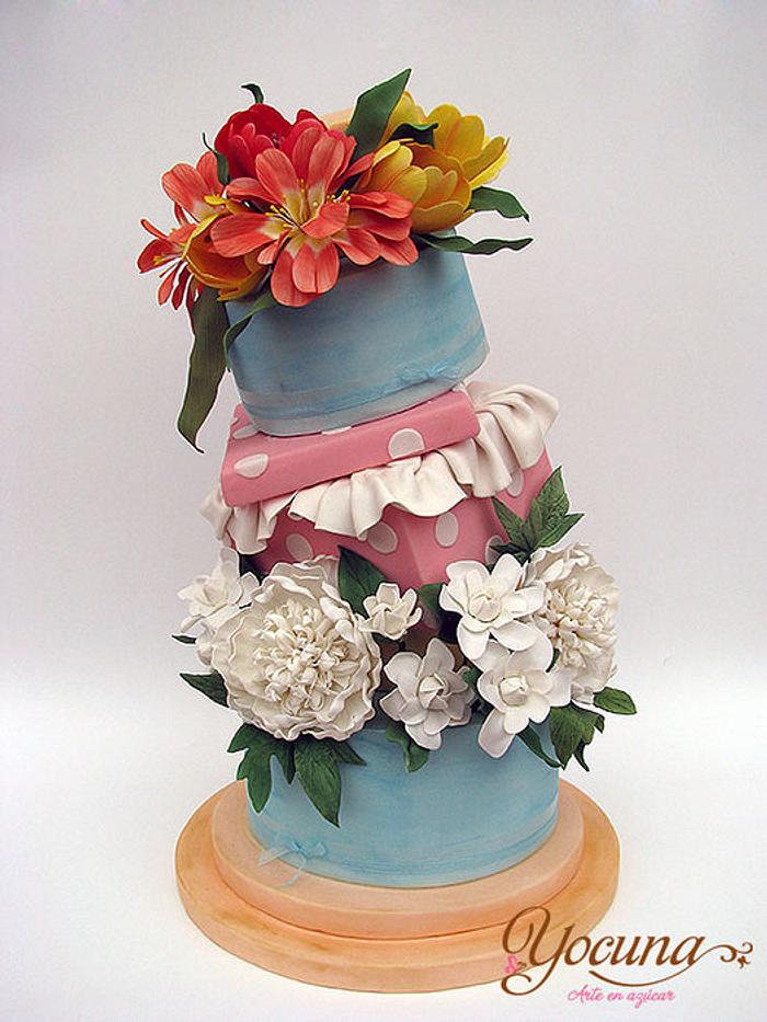Tarta sorpresa con flores - Surprise cake with flowers