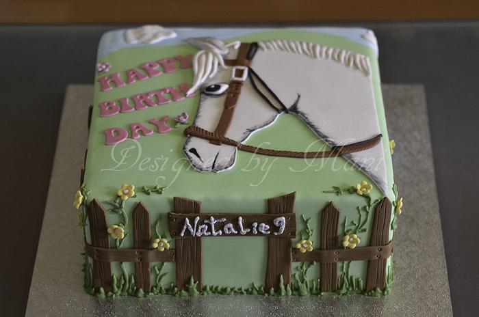 "white horse" birthday cake