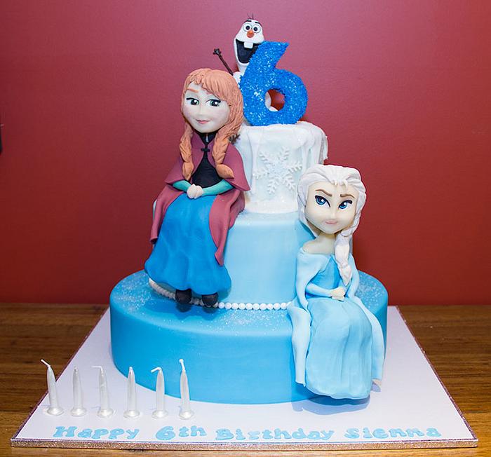 Elsa and Anna... and Olaf cake