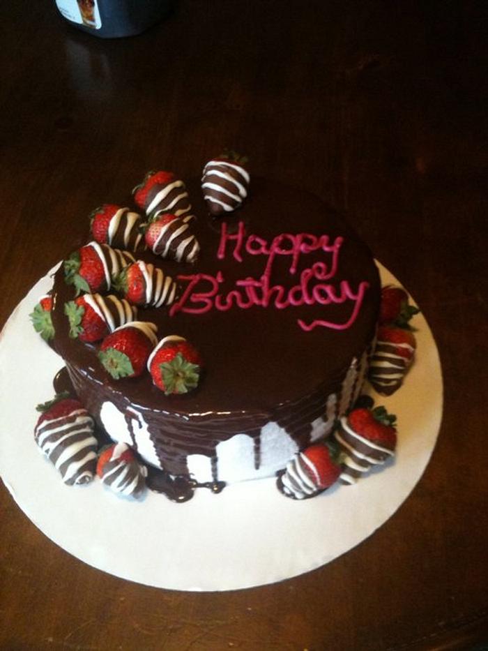 Chocolate covered strawberry  cake