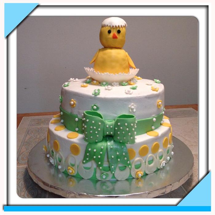 Baby chick baby shower cake