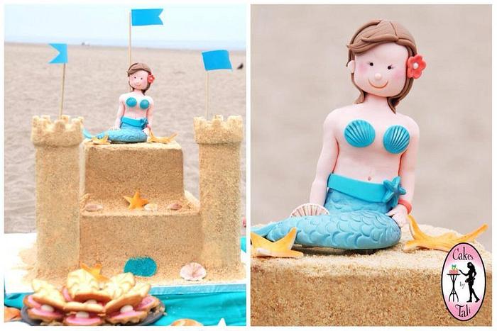 Sand castle cake for a 1st birthday