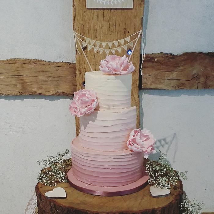 Ombre pink buttercream wedding cake 