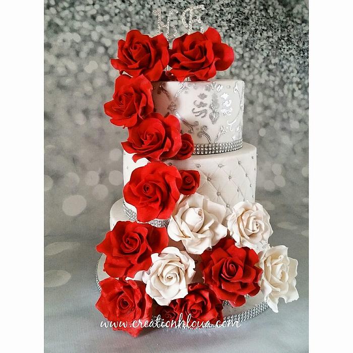 wedding cake rose rouge