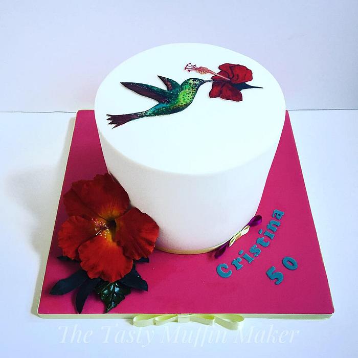 Hummingbird and Hibiscus cake