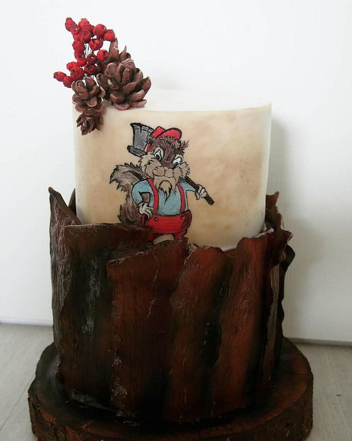 Bark cake for woodcutter