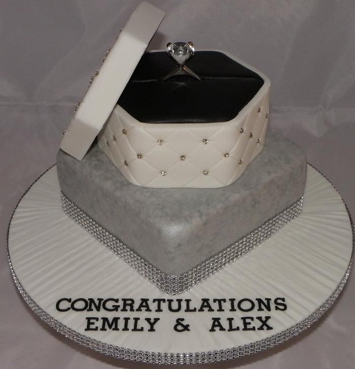Diamond ring box engagement cake