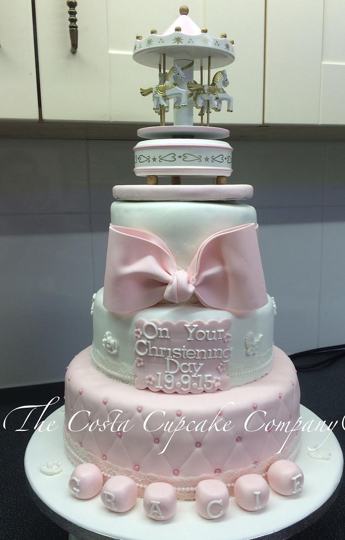 Pink Christening Cake 