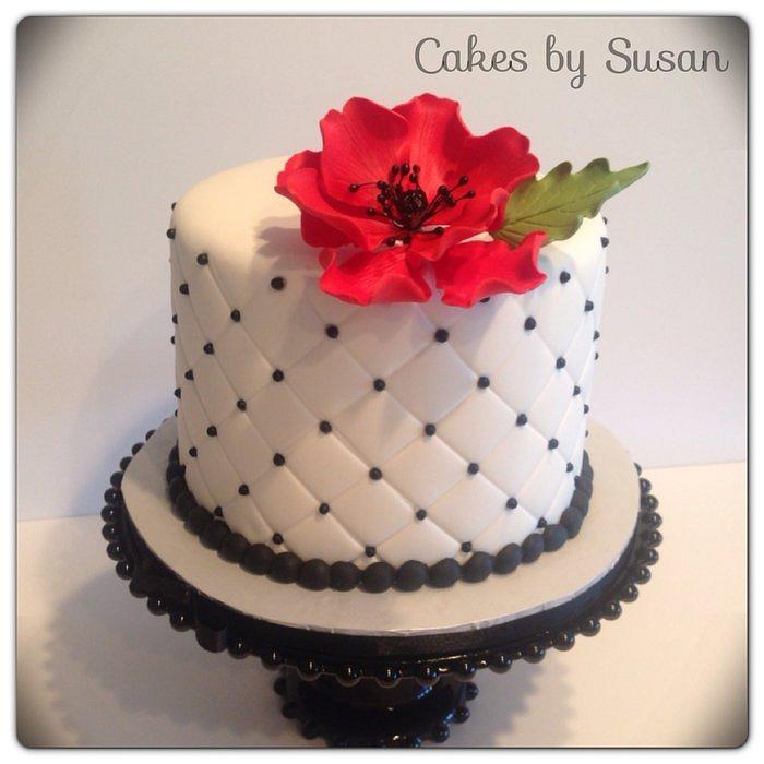Quilted poppy wedding cake