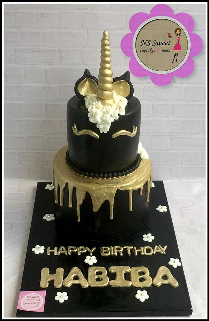 black unicorn cake