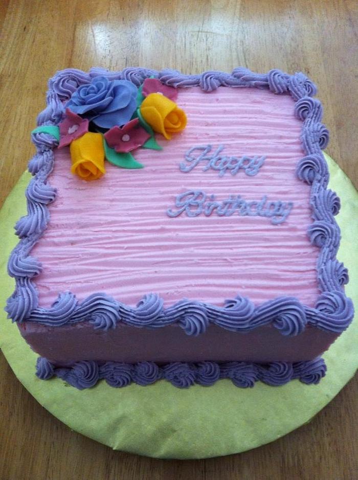 Simple Pink & Purple Birthday Cake