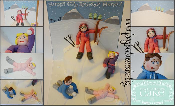 skiing themed birthday cake