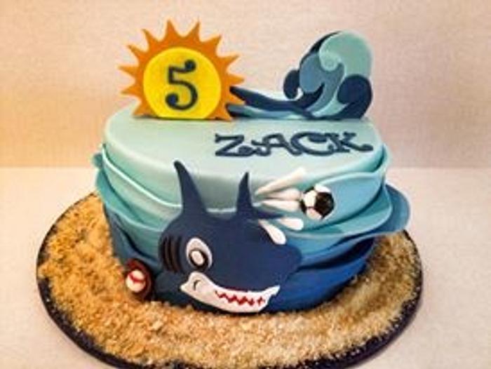 Sharks & Sports Birthday Cake