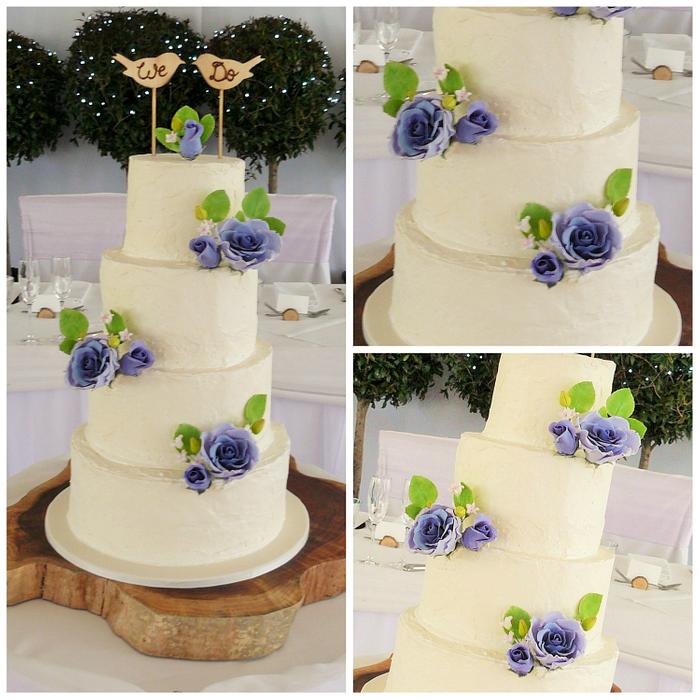 Rustic Wedding Cake with sugar flowers