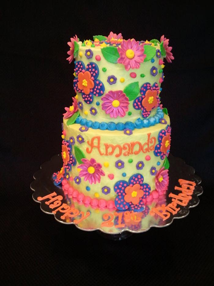 Whimsical 21th Birthday Cake