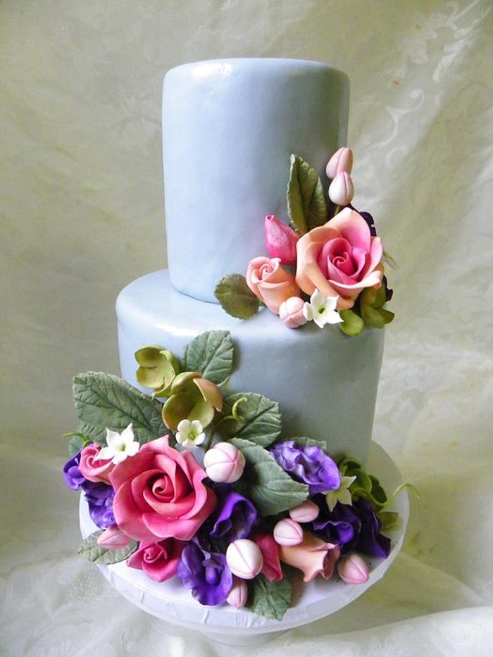 Petite Wedding Cake with sugar flowers