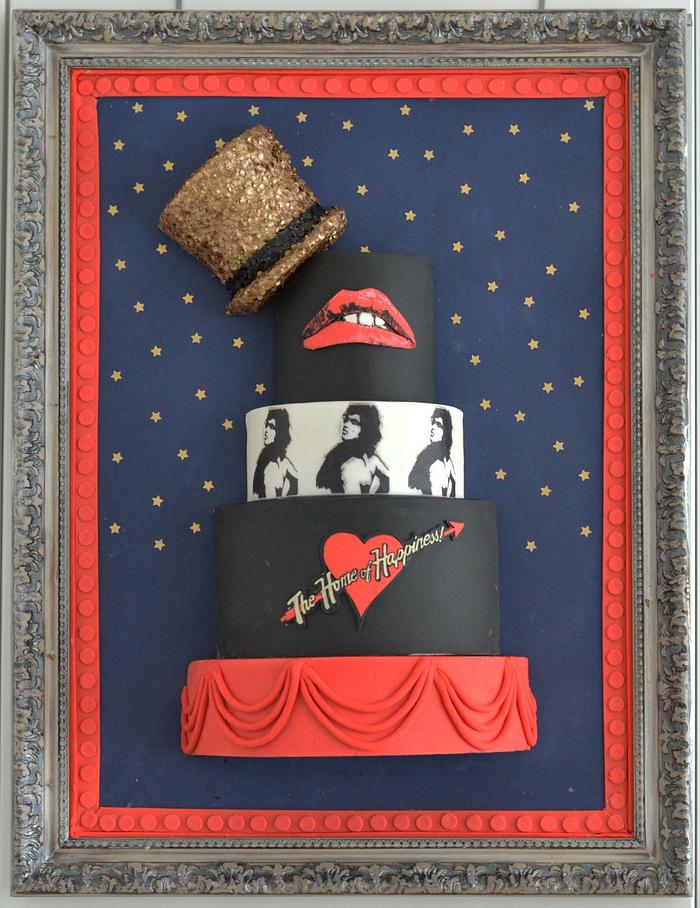 A tribute to Rocky Horror sugar show framed cake