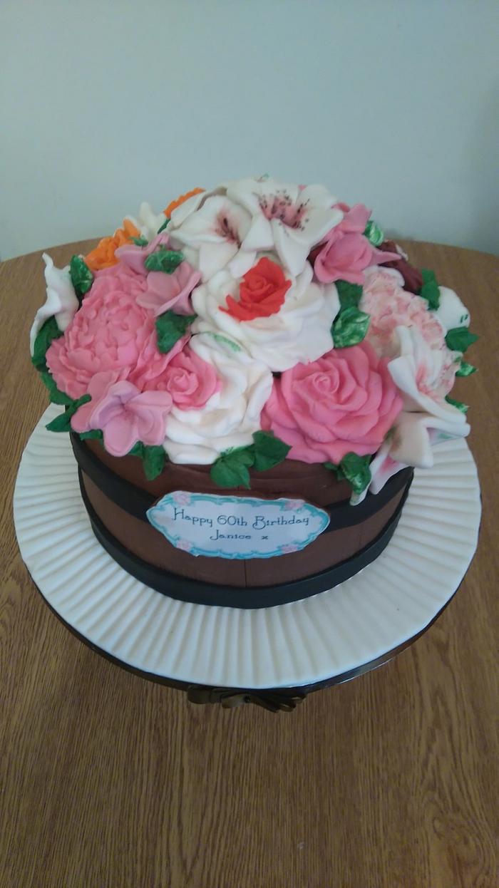 Floral barrel of cake 