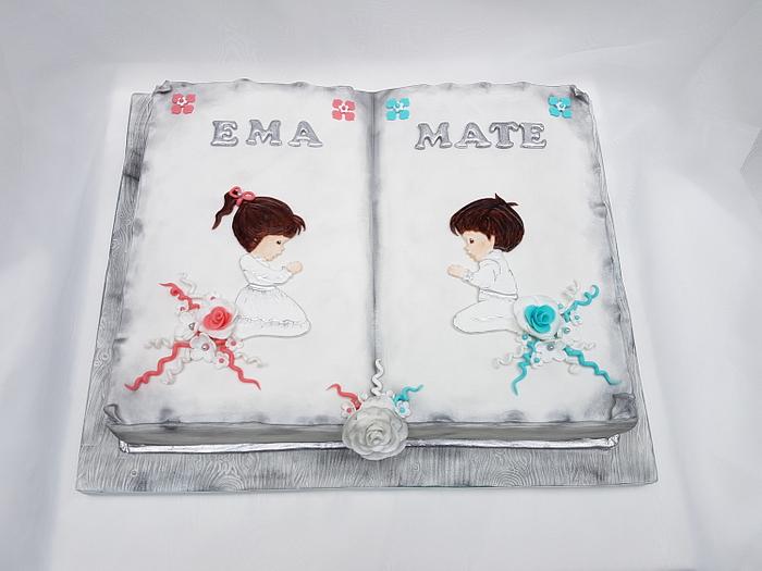 First Communion cake for boy & girl