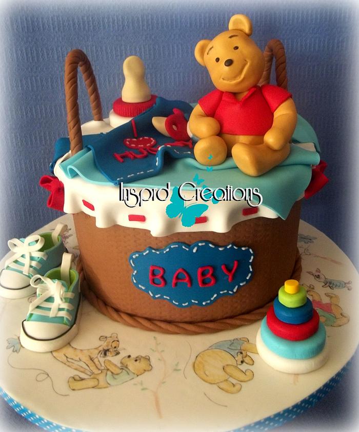 Winnie the Pooh Insprd Baby Shower Cake