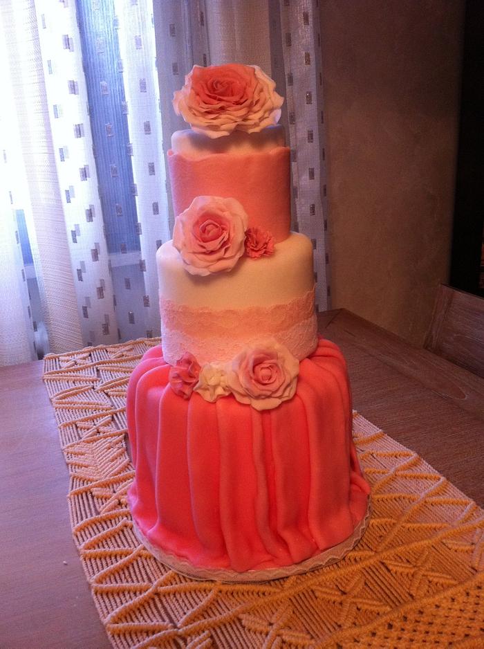 Flowers Wedding  Cake