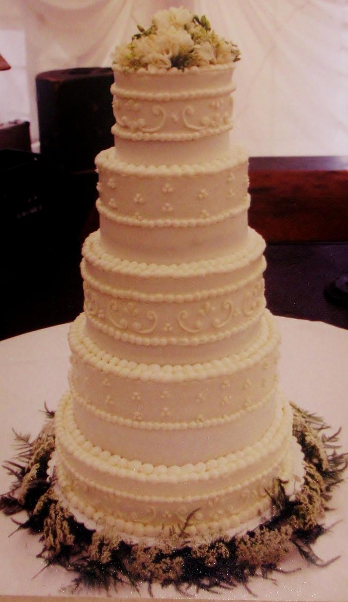 5-tier buttercream wedding cake