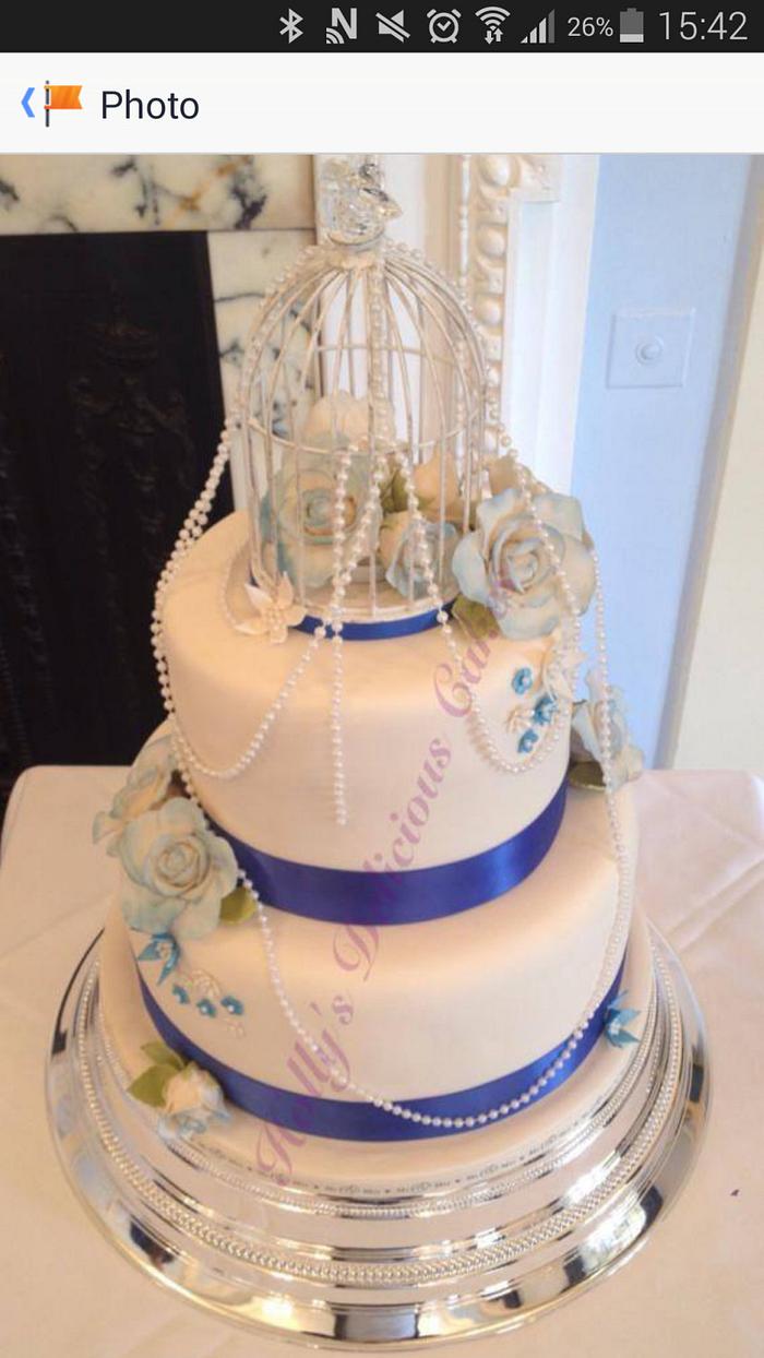 Royal Blue Bird Cage Wedding Cake 
