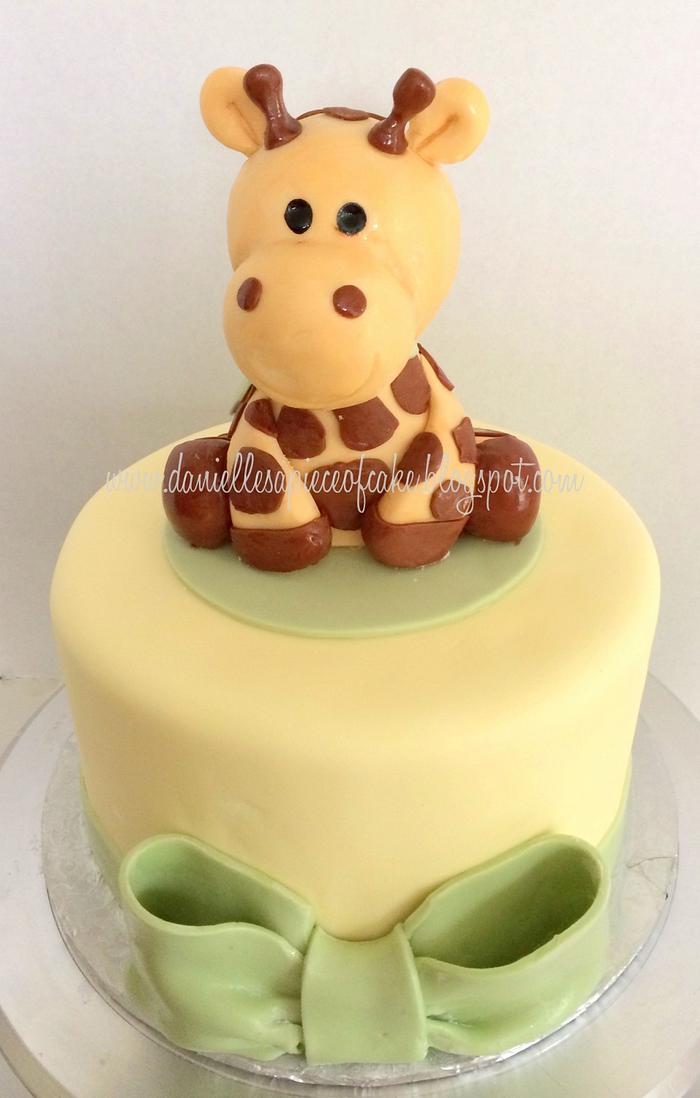 Baby Shower Cake with Giraffe Topper