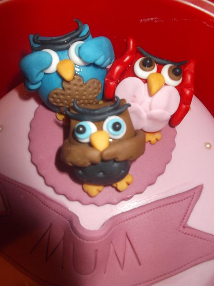 3 wise owls cake 