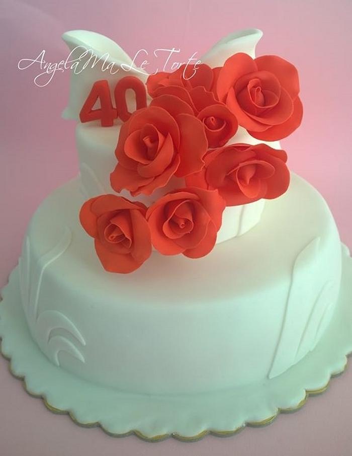 minimal rose cake